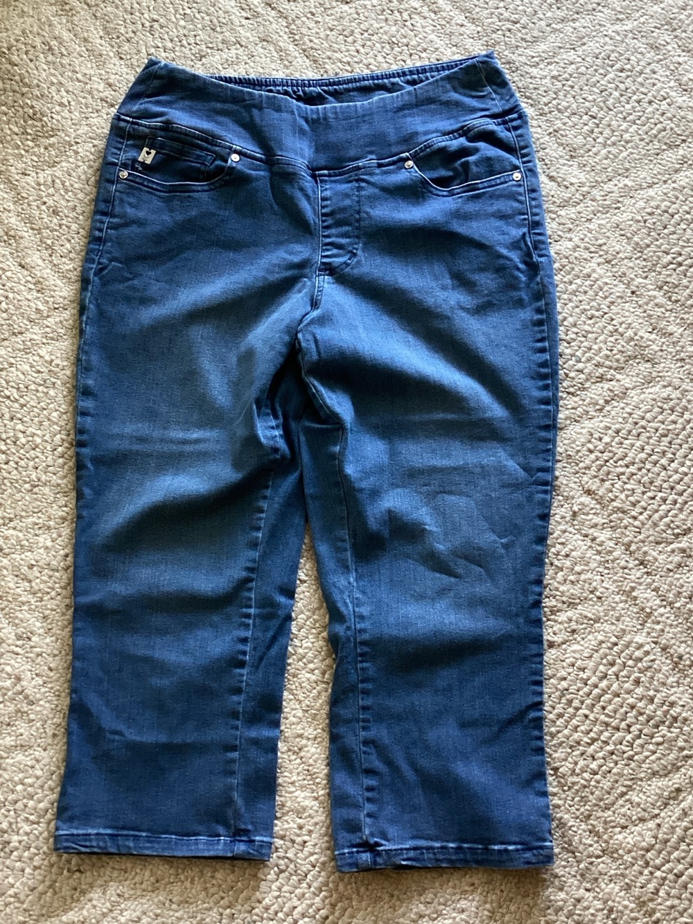 Belle Kim Gravel stretch denim pull on capris pants Y2K Minimalist 90s retro L